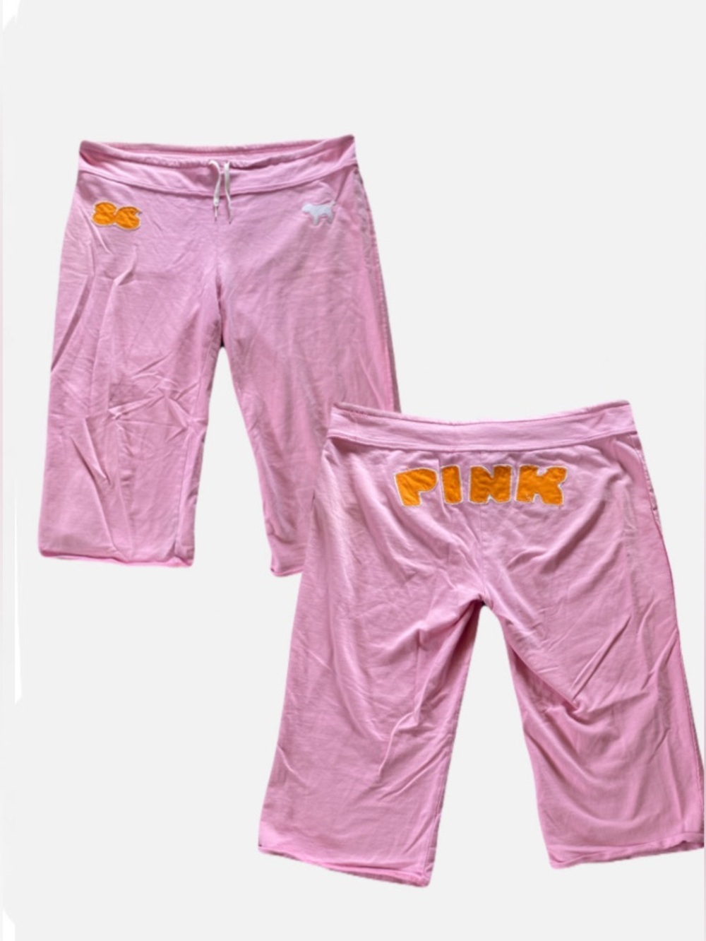 Vintage Y2K 2006 Victoria’s Secret PINK Light Pink & Orange Capris Flare Sweats